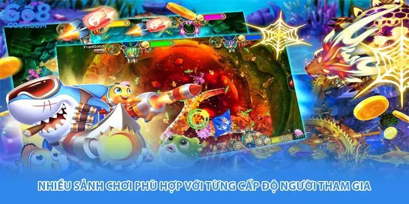 Nhiều sảnh chơi phù hợp với từng cấp độ người tham gia